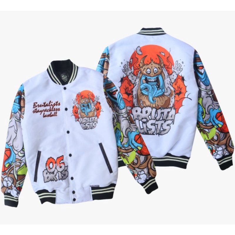 JAKET VARSITY BASEBALL BRUTALISTS DENIM JAKET UNISEX ORIGINAL PRIA WANITA-V16