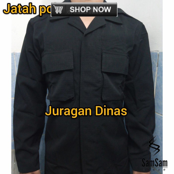 Atasan baju pdl hitam brimob jatah polri bahan risptok - 15.5