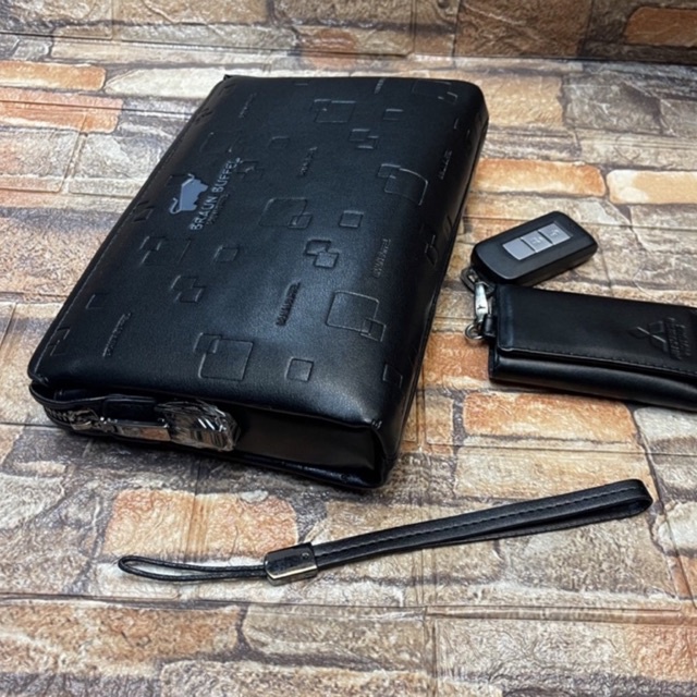 Handbag Clutch Braun Buffel Tas Tangan Lock Kunci Pria_Wanita Kulit Premium Import