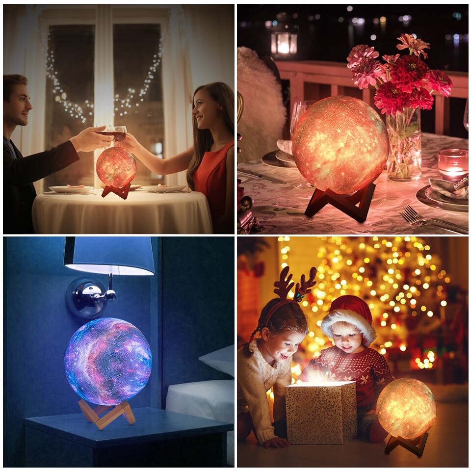 [HOME CREATIVE] Lampu Tidur Kamar 3D Lampu Bulan Moon Light 16 Warna - Lampu Tidur Bulan Galaxy - Galaxy Moon Light - Lampu Bulan Galaxy