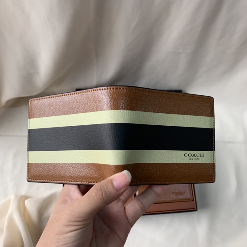 (READY STOCK) Coach Compact ID Wallet In Varsity Calf (75086)
