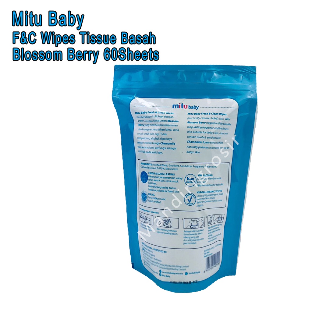 Fresh &amp; Clean Wipes *Mitu Baby * Tissue Basah *  60Sheets