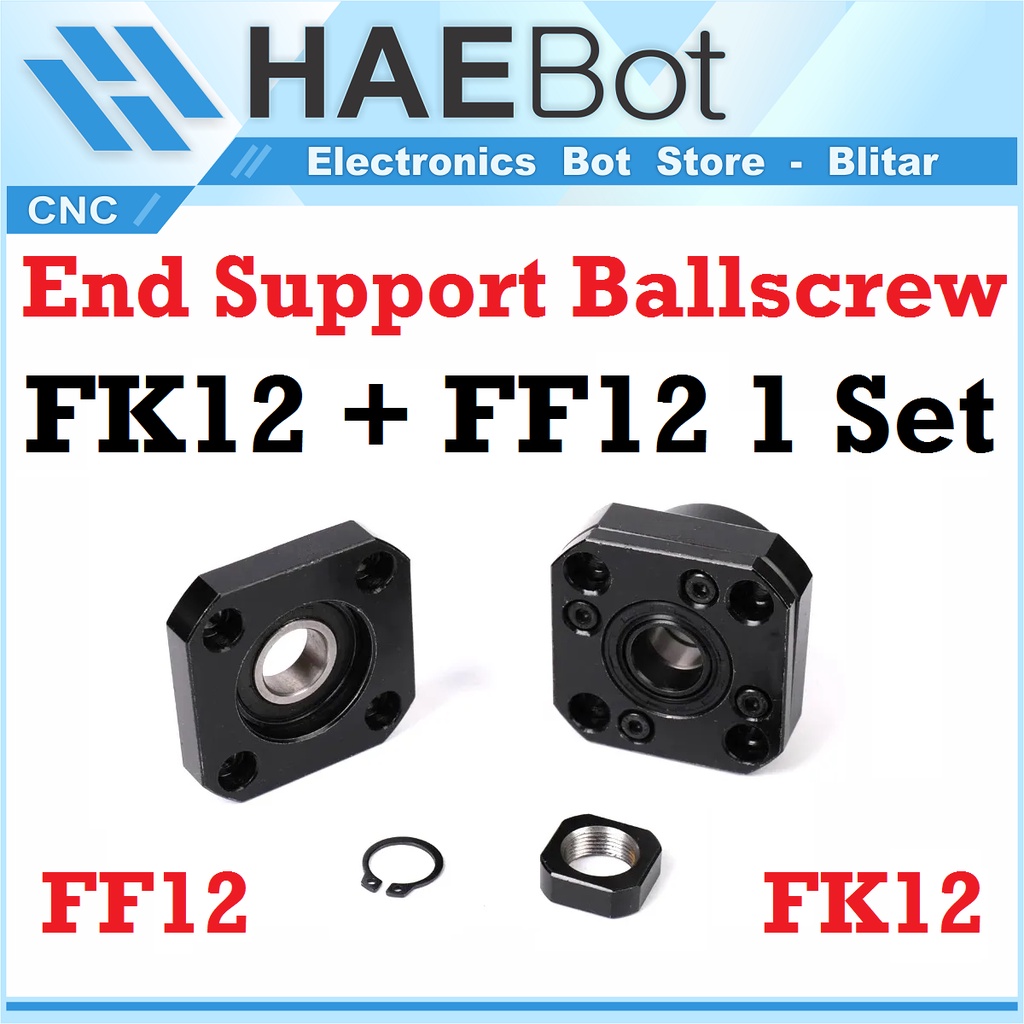 [HAEBOT] FK12 FF12 FK FF 12 End Support Dudukan Ballscrew Ball Screw 12mm 10mm Pillow Bearing Block Holder Shaft