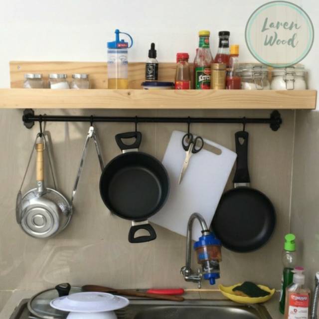 Rak bumbu dinding dapur kayu jati belanda