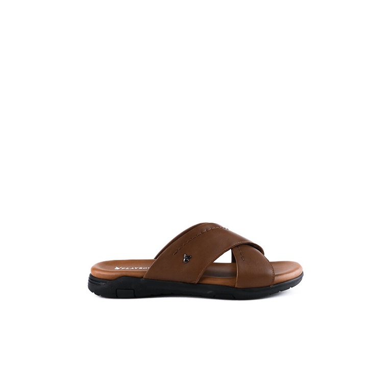 SANDAL SLIDE KULIT PLAYBOY PRIA ORIGINAL CASUAL BRANDED COKLAT PL31