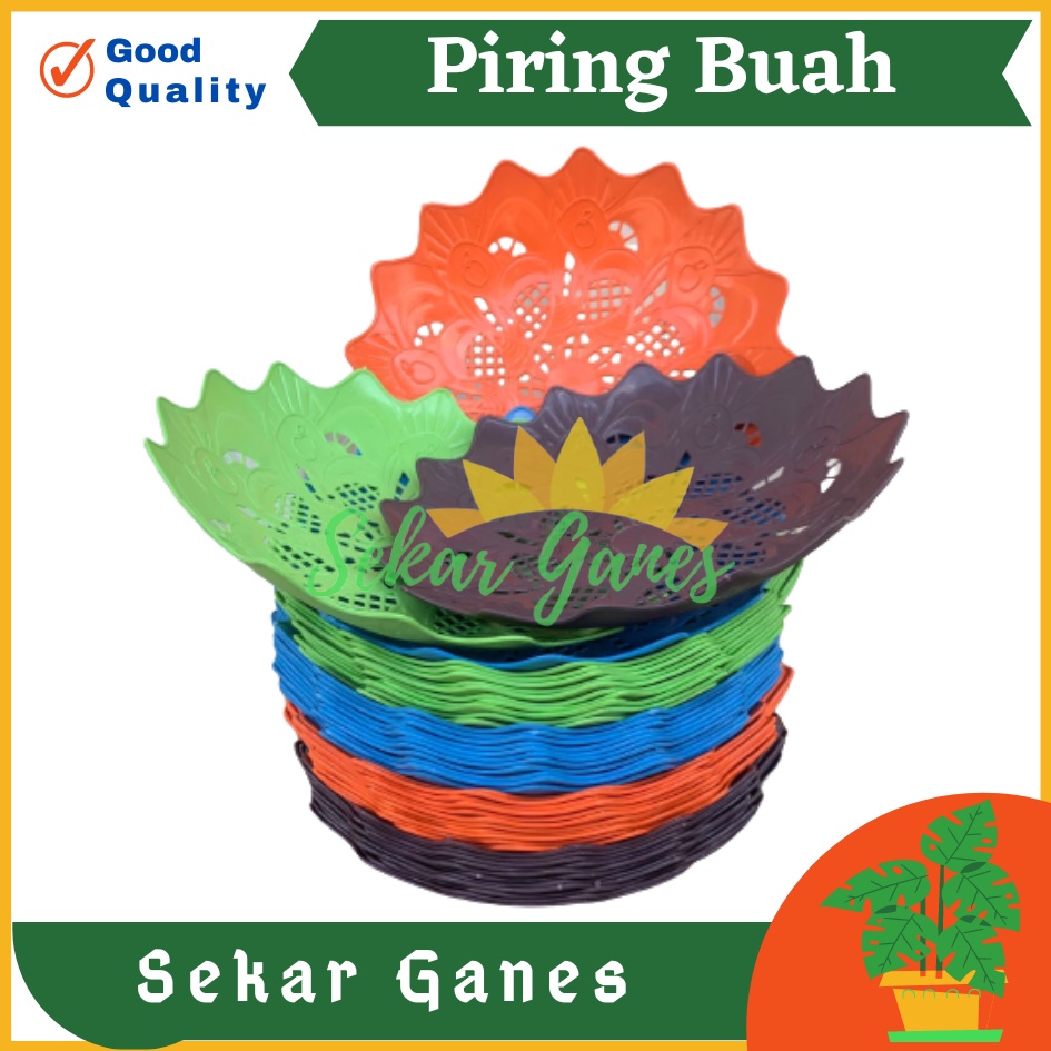 PROMO LUSINAN Piring Plastik Saji Buah Serbaguna Rotan Warna Warni Motif Bunga Murah Termurah Grosir Piring Buah Plastik Rotan Unik Lusinan Grosir Besar - 1 lusin / 12 pcs Piring Rotan Plastik Buah Termurah Bahan Bagus