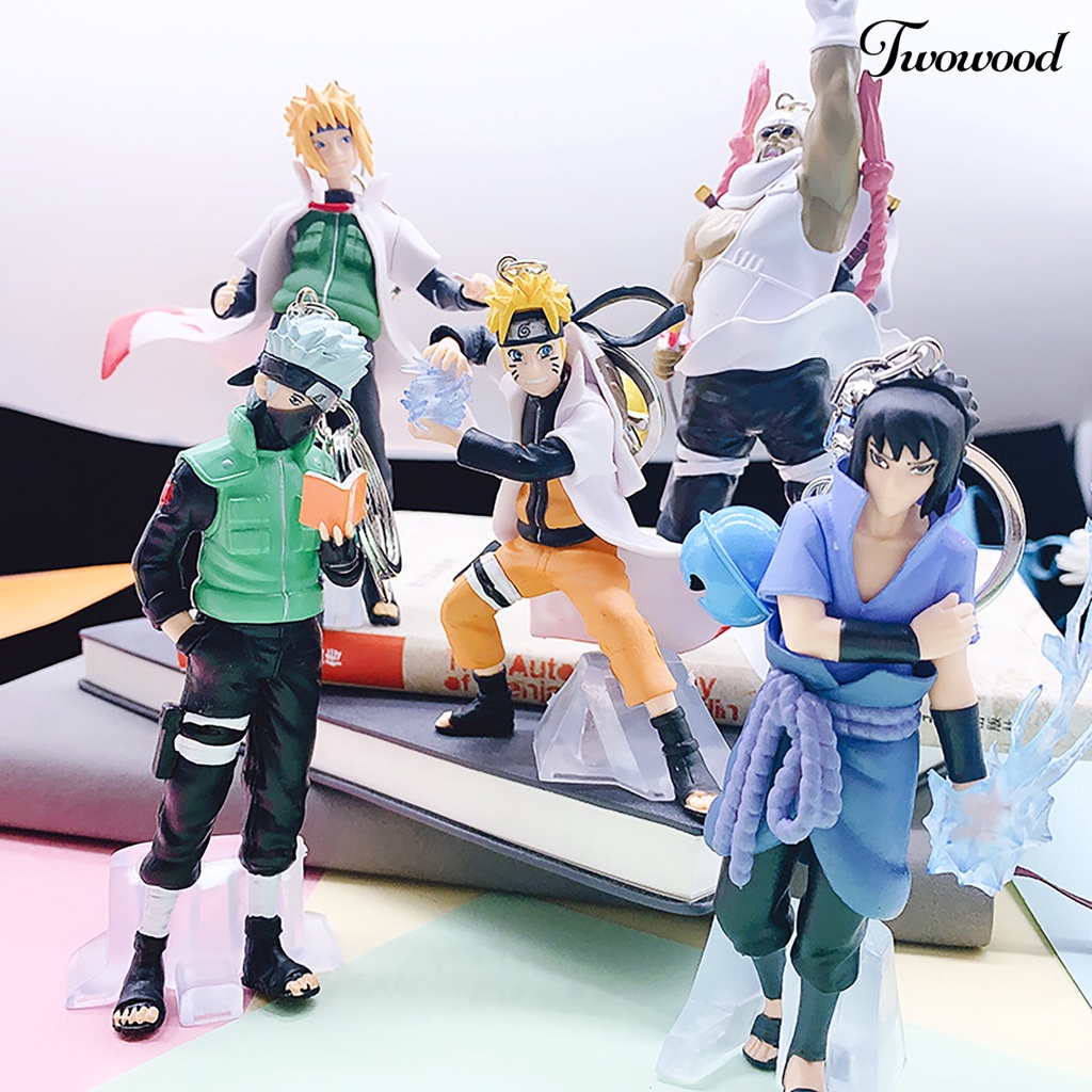 5pcs / Set Gantungan Kunci Desain Anime Naruto Bahan PVC Gaya Jepang