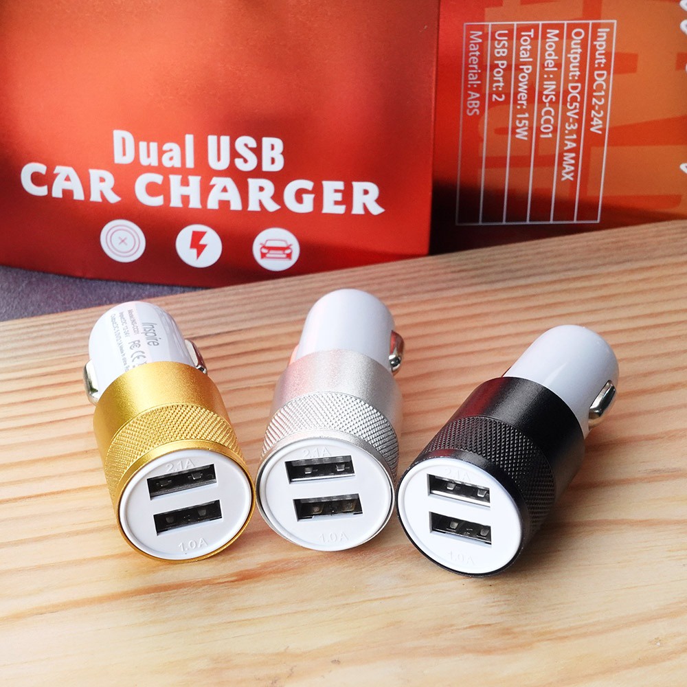 CAR CHARGER INSPIRE INS CC01 CHARGER MOBIL CAR CHARGER COLOKAN MOBIL FAST CHARGING 2 PORT USB