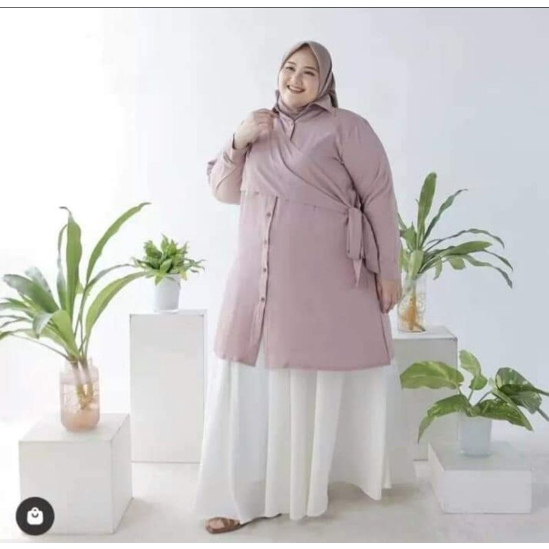 KEMEJA ATASAN BLOUSE WANITA SUPER JUMBO BARBARA by RAYHANUN ld 90 sampai ld 160 170 180