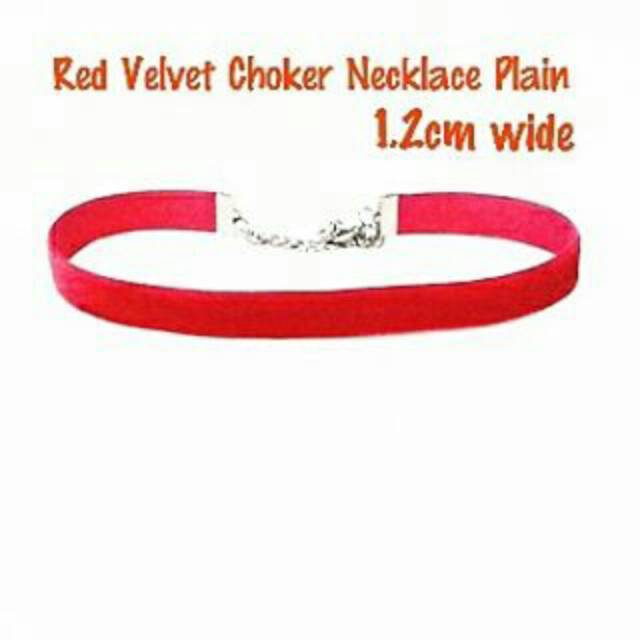 Red Velvet Choker Plain Necklace | Kalung Handmade