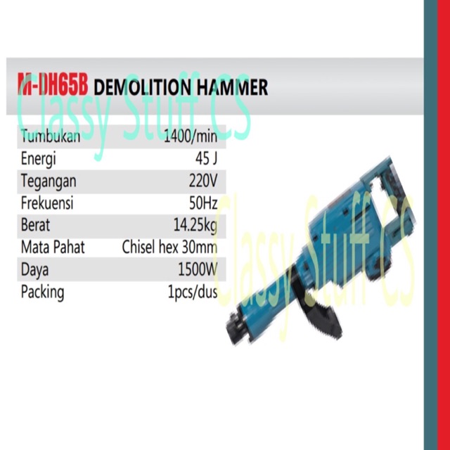 Bor Demolition Hammer Modern M-DH65B