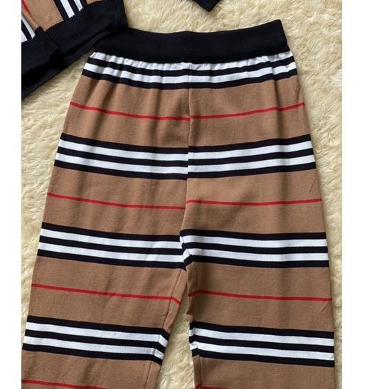 Lagi Tren.. SETELAN RAJUT WANITA IMPORT/ ONE SET BRANDED STRIPE CARDIGAN N JOGER
