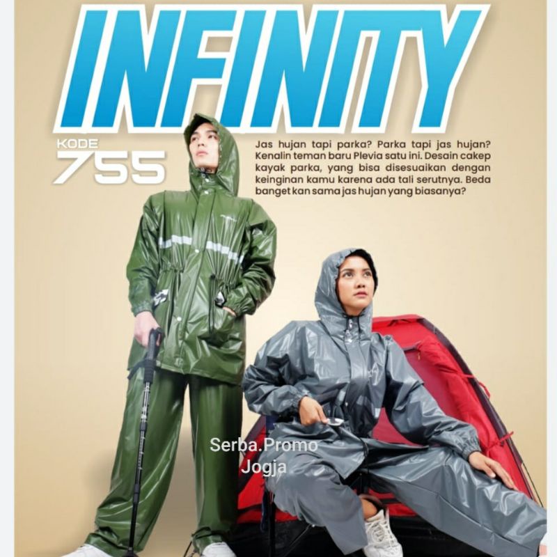 Setelan Jas Hujan Jaket Celana Infinity Plevia - Jas Hujan Terbaru - Jas Hujan Parka - Mantel Keren Modis Moderen