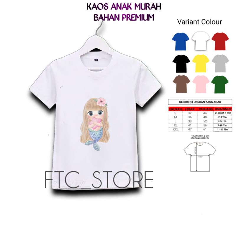 Baju kaos anak Mermaid/kaos anak perempuan Putri duyung/mermaid