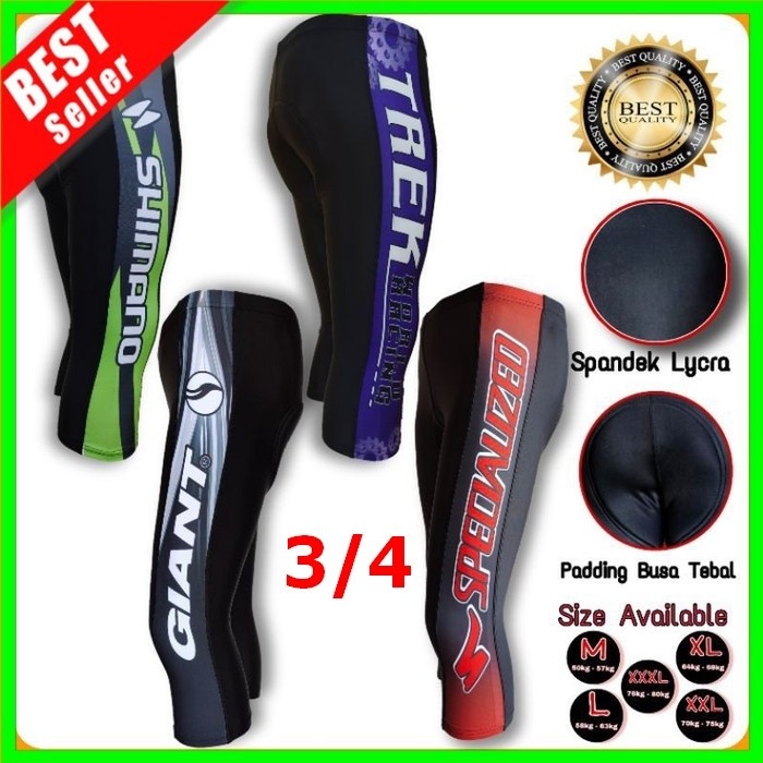 Celana Sepeda Panjang 3/4 MTB Gunung Lipat Padding Pria Wanita Jersey - RANDOM, XL