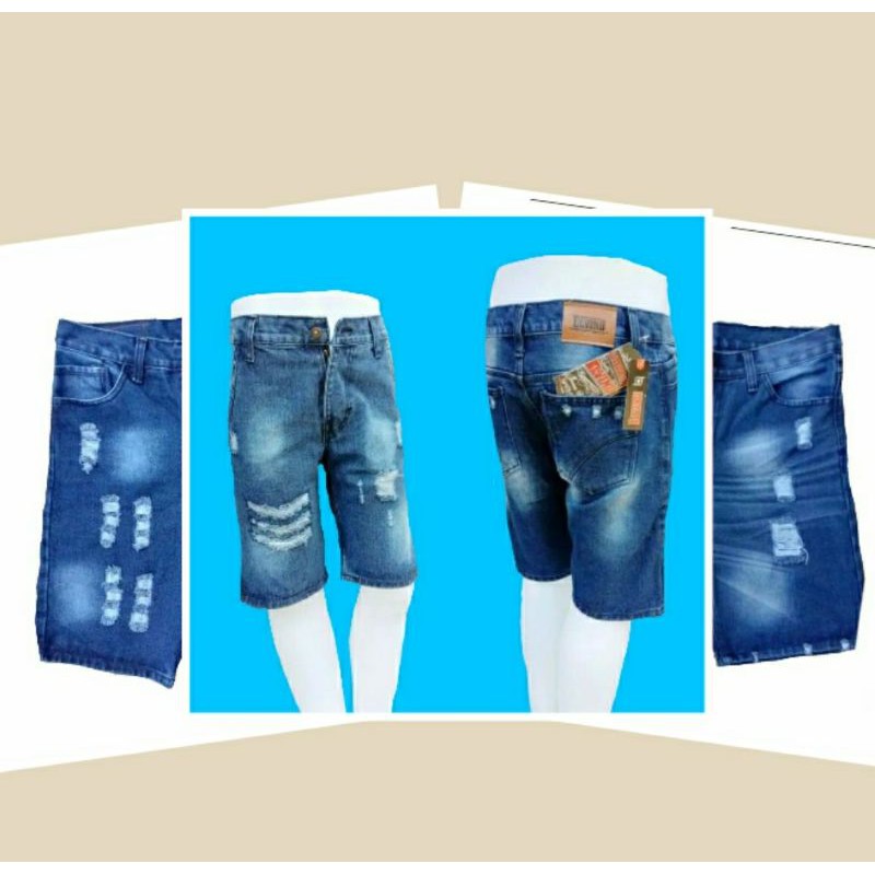 CELANA JEANS PENDEK SOBEK COLOR COWOK/CELANA JEANS PENDEK SOBEK PRIA