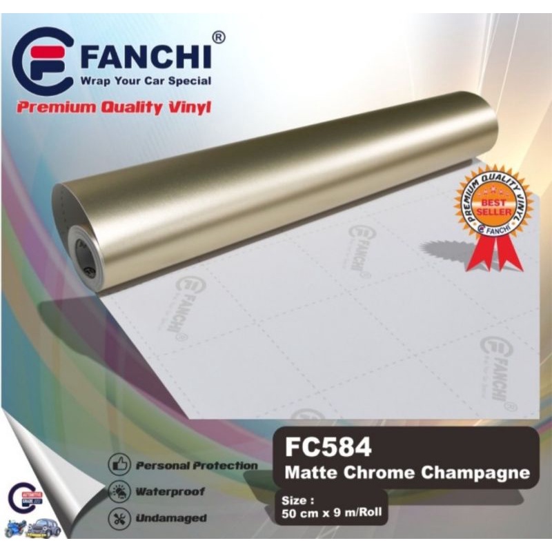 Sticker Fanchi FC584 Matt Chrome Champagne Metallic Metalik Doff Premium Wrap