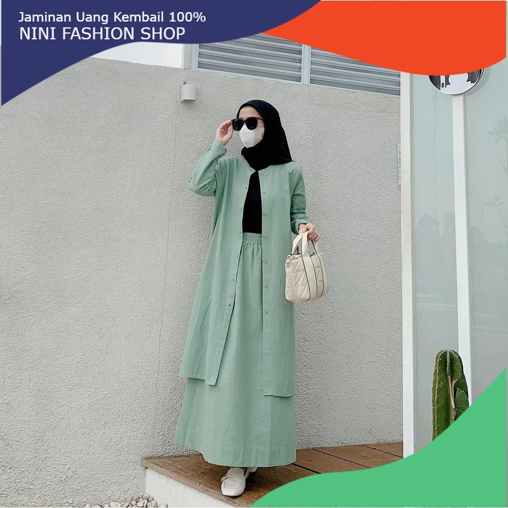 Kaila Set | One Set | Setelan Rok | Kemeja Putih + Rok Putih | Casual | Kancing Aktif Full | Terbaru