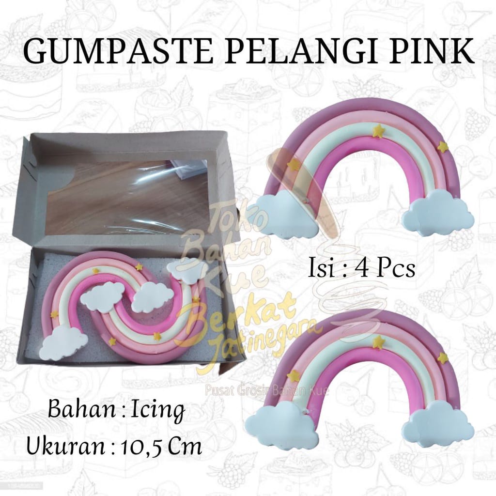 GUMPASTE PELANGI RAINBOW / PINK / HIASAN CAKE