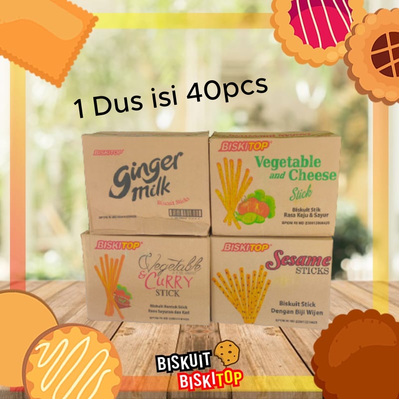 

BB - (1 DUS) Vegetable Cheese Gingger Milk Curry Stick Sesame Stick Biskuit Biskitop Lebaran