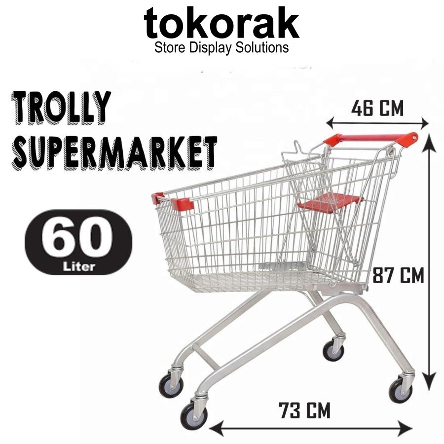 TROLLY SUPERMARKET 60LTR - TROLI BELANJA - KERANJANG TROLI - TROLLEY