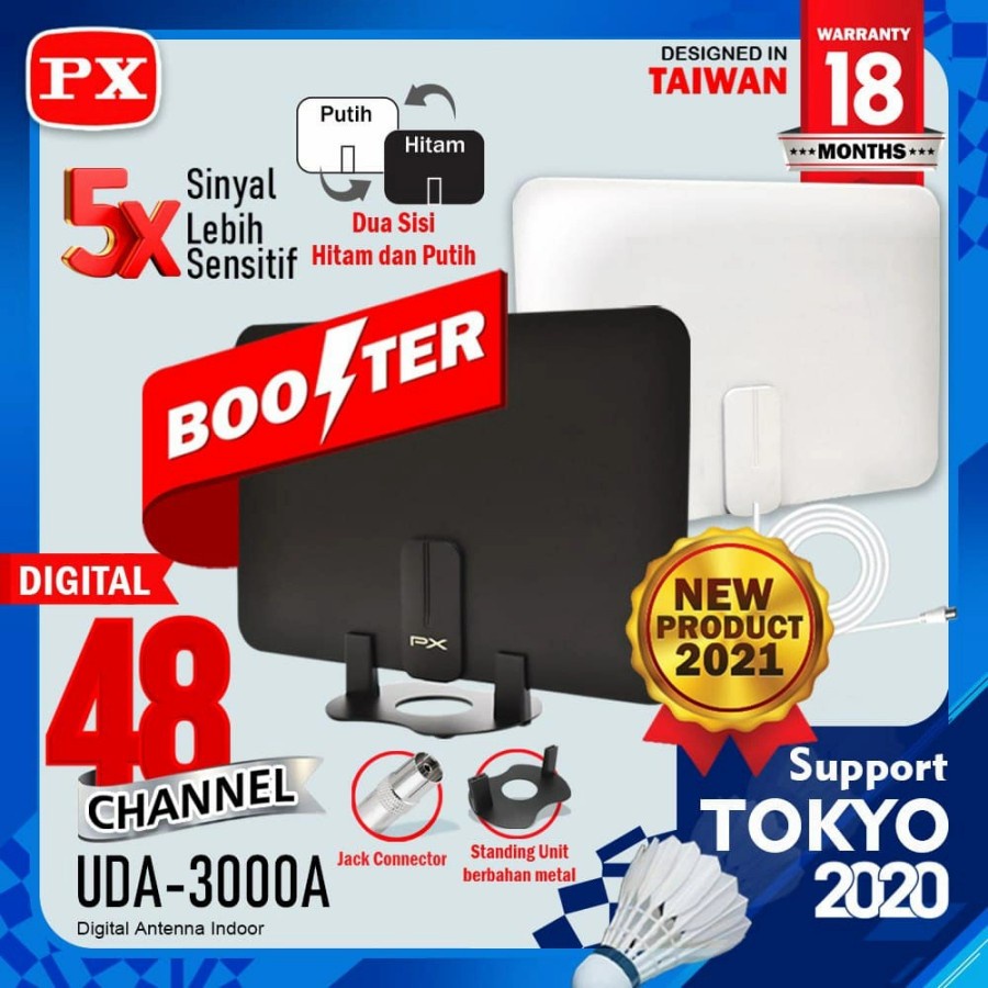 PX UDA-3000A Antena TV Digital Indoor DVB-T2 + BOOSTER - Garansi Resmi PX