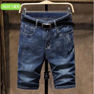  Celana  Pendek Selutut Jeans  Denim  Sobek  Casual Gaya  Korea 