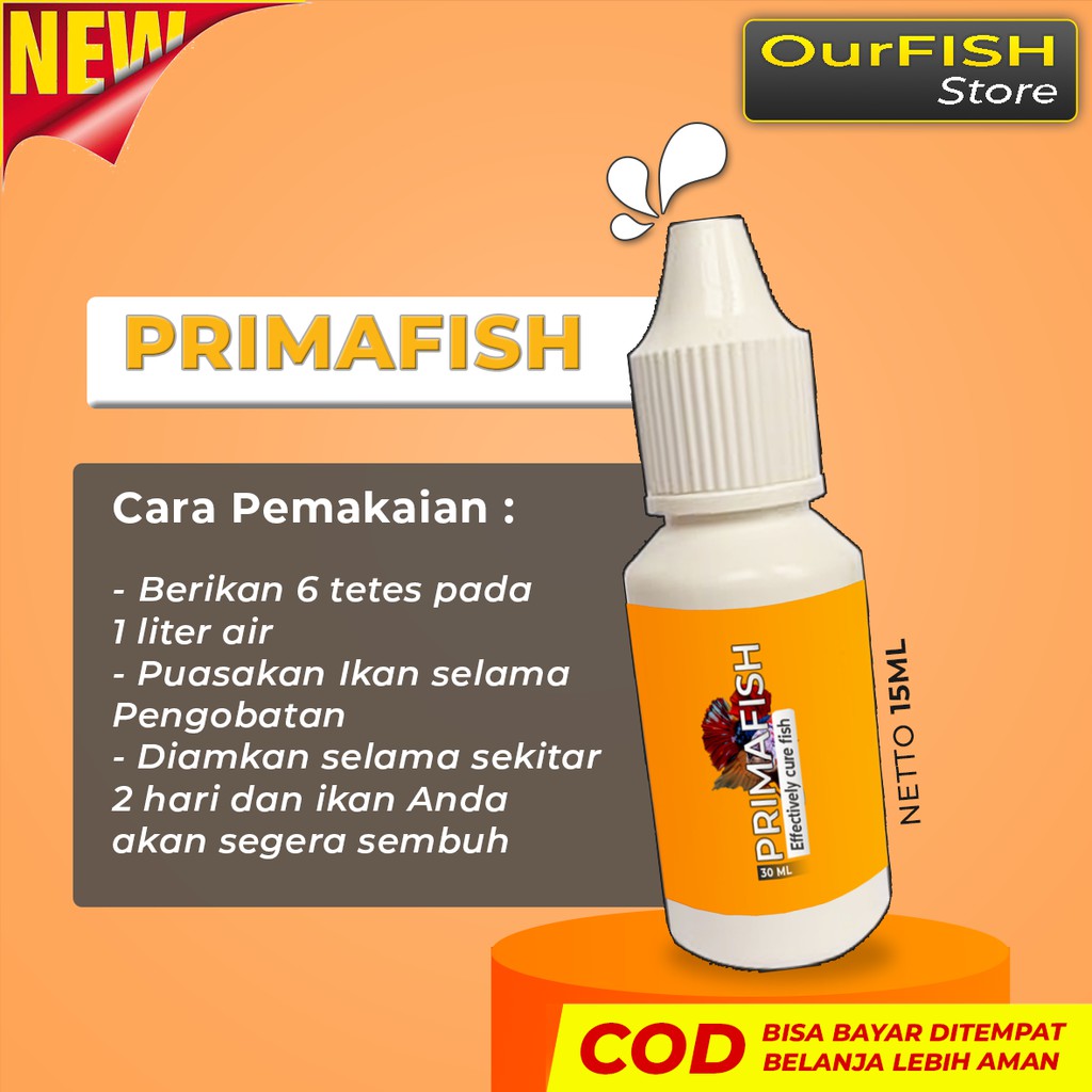 OURFISH - Primafish Obat Ikan Dropsy Siknas Sisik Nanas Popeye Cupang Hias Halfmoon Avatar Blue Rim