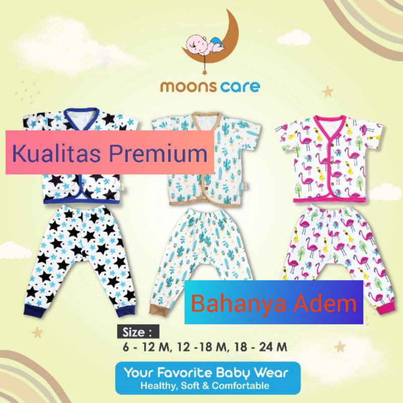 MOONS Stelan kancing Campur Premium | Setelan Baju Pendek Celana