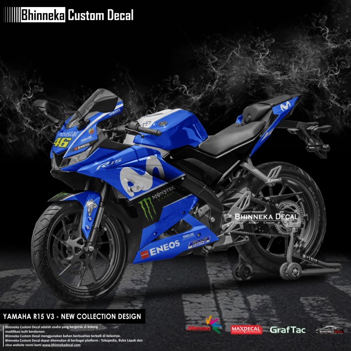 DECAL STICKER R15 V3 MOVISTAR BLUE