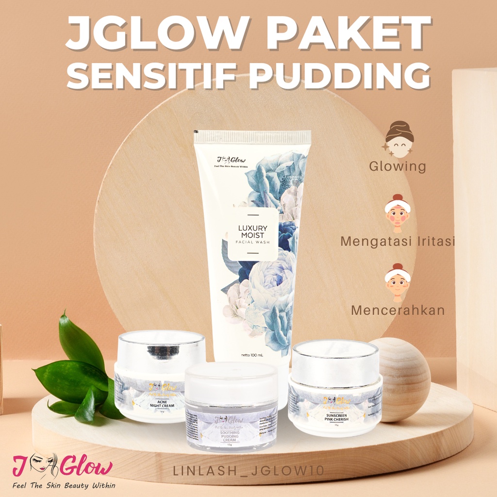 JGLOW SKINCARE PAKET SENSITIF PUDDING CREAM WHITENING SKIN GLOWING PERAWATAN PAKET KECANTIKAN BPOM