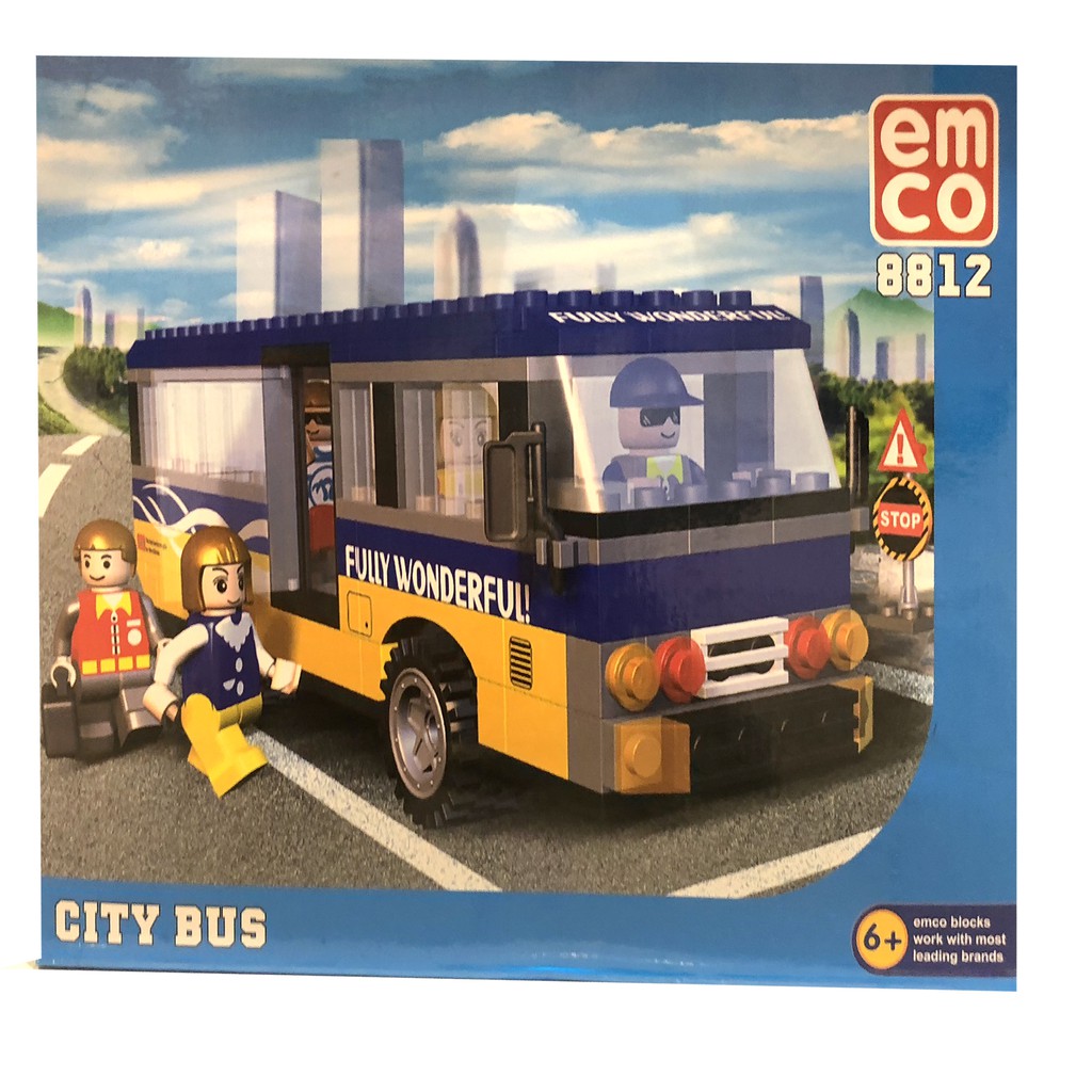 Emco 8812 City Bus Mainan Block Blok Emco Menyusun Bus Kota Biru