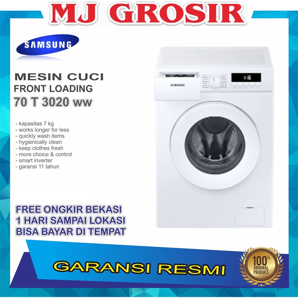 MESIN CUCI FRONT LOADING SAMSUNG WW 70T3020 7KG WW70T 7 KG INVERTER