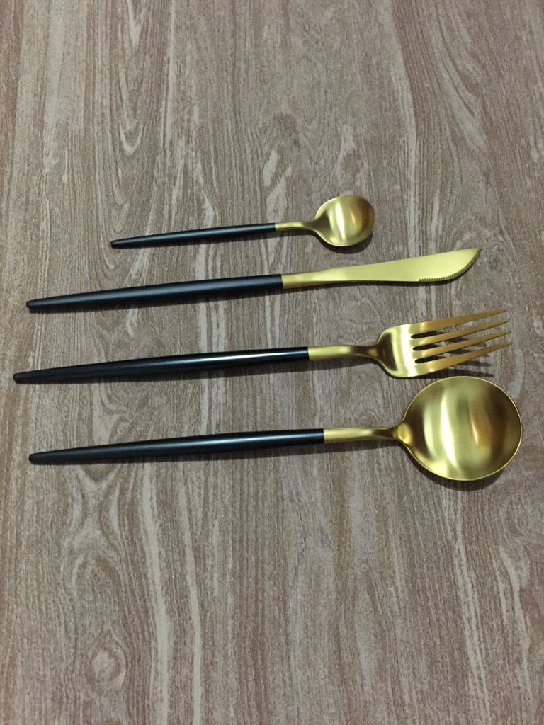 European Gold Dinnerware Sendok Garpu Mewah Untuk Props Foto