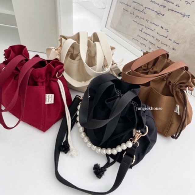 Areum Bag 아름 2in1 Canvas Bag Korea Sling Bag Tote bag Hand Bag Tas wanita lebaran hampers tas serut