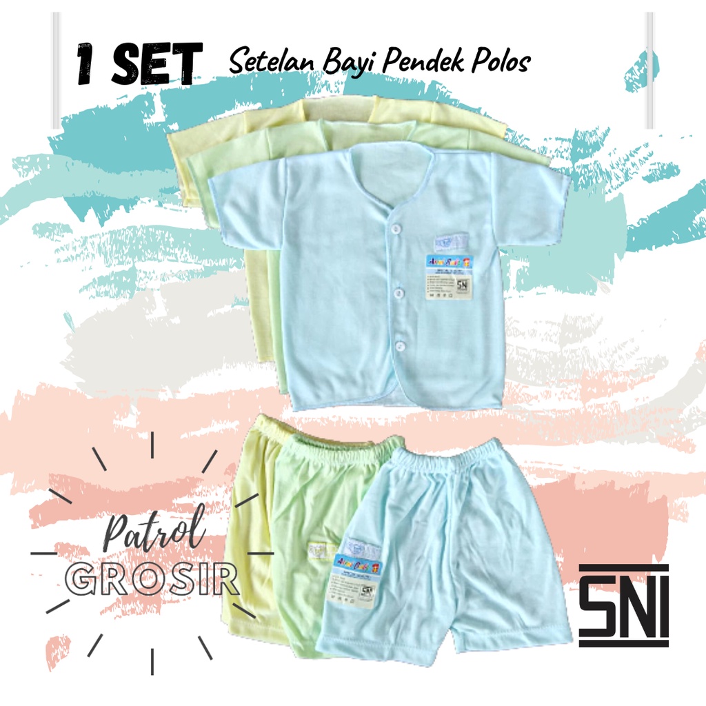 3 PCS  Setelan Bayi Pendek | SNI | New Born