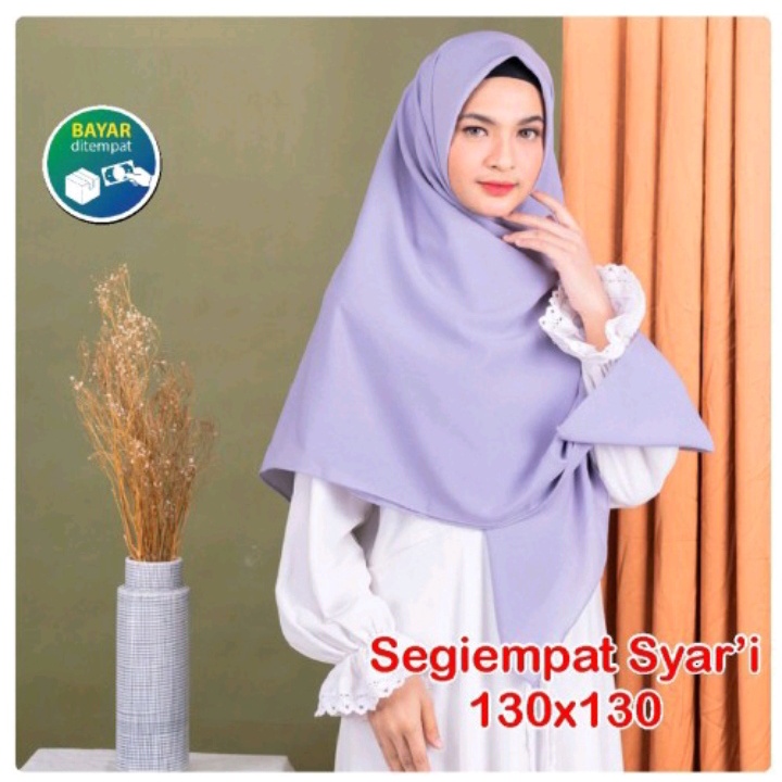 SEGI EMPAT JUMBO UKURAN 130 X 130 SEGI EMPAT WOLFIS HIJAB JILBAB SEGI EMPAT SYARI BAHAN WOLFIS GRADE