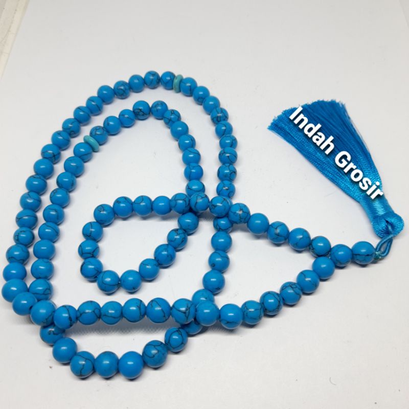 TASBIH BATU PIRUS BIRU 8MM 99BUTIR ORIGINAL