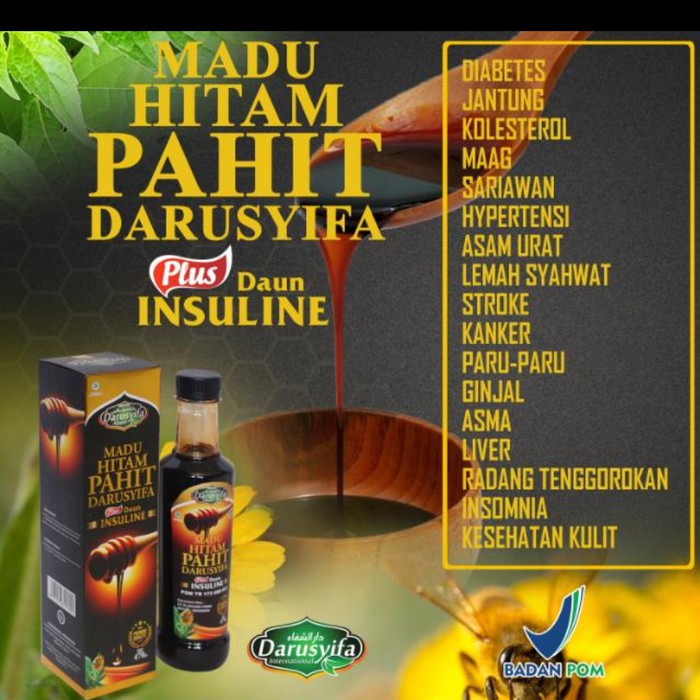 

Madu Hitam Pahit Plus Daun Insulin Darusyifa 470gr