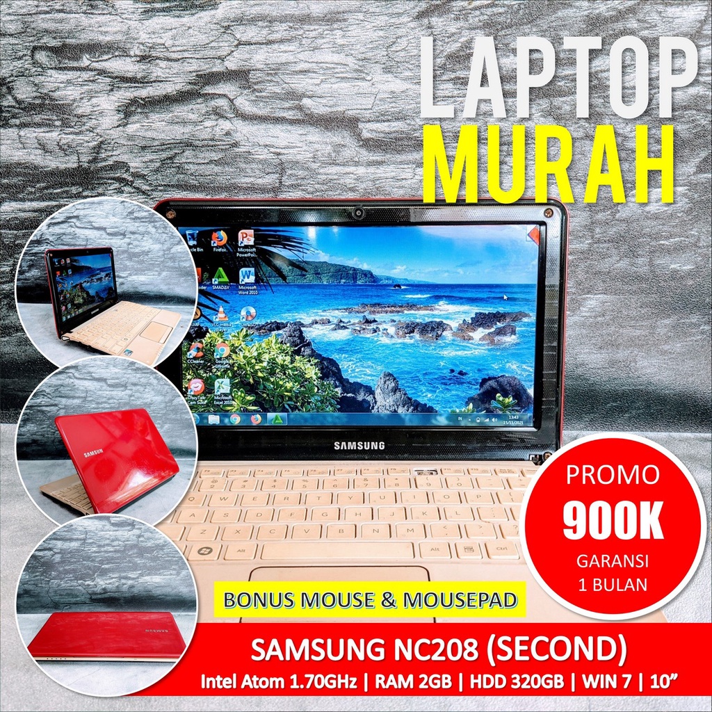 [Bisa COD] Netbook SAMSUNG NC208 RAM 2GB HDD 320GB  – Laptop Second Seken Bekas Notebook Netbook Mur