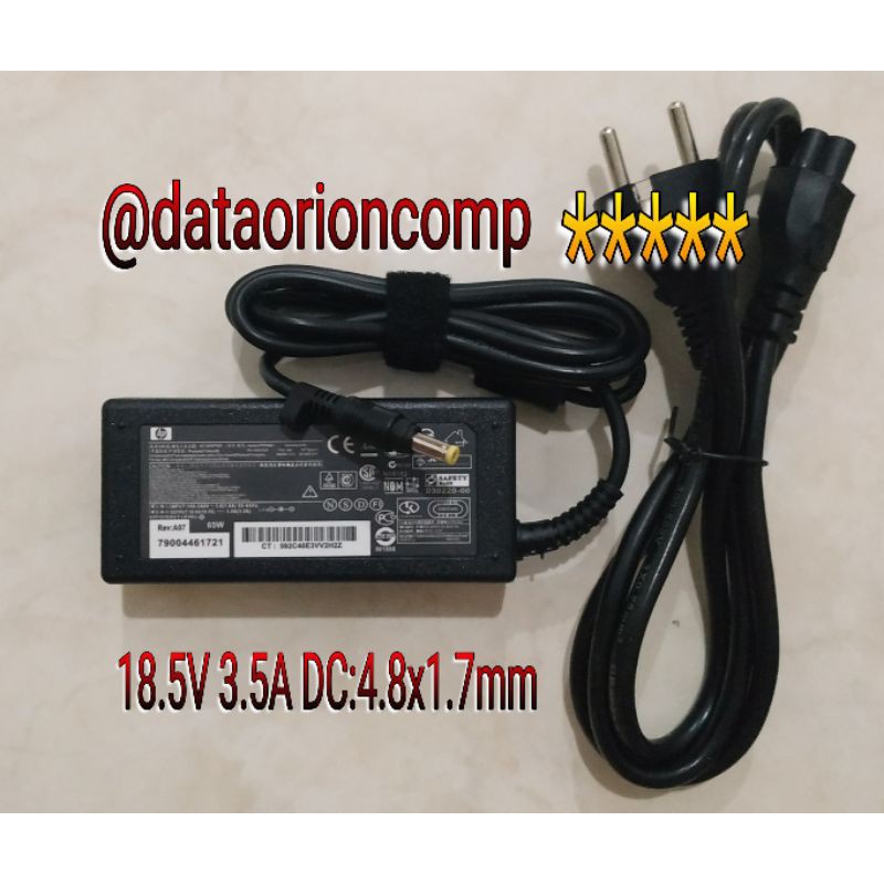 Adaptor Charger HP 18.5V 3.5A DC 4.8*1.7 mm for HP V3000 510 500 520 cq510 colokan kuning