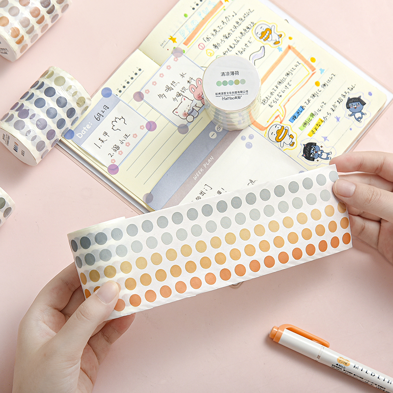 Washi Tape Morandi Colored Polka Dot Handbook Decoration Japanese Paper Stickers Photo Memo Fixed Stickers