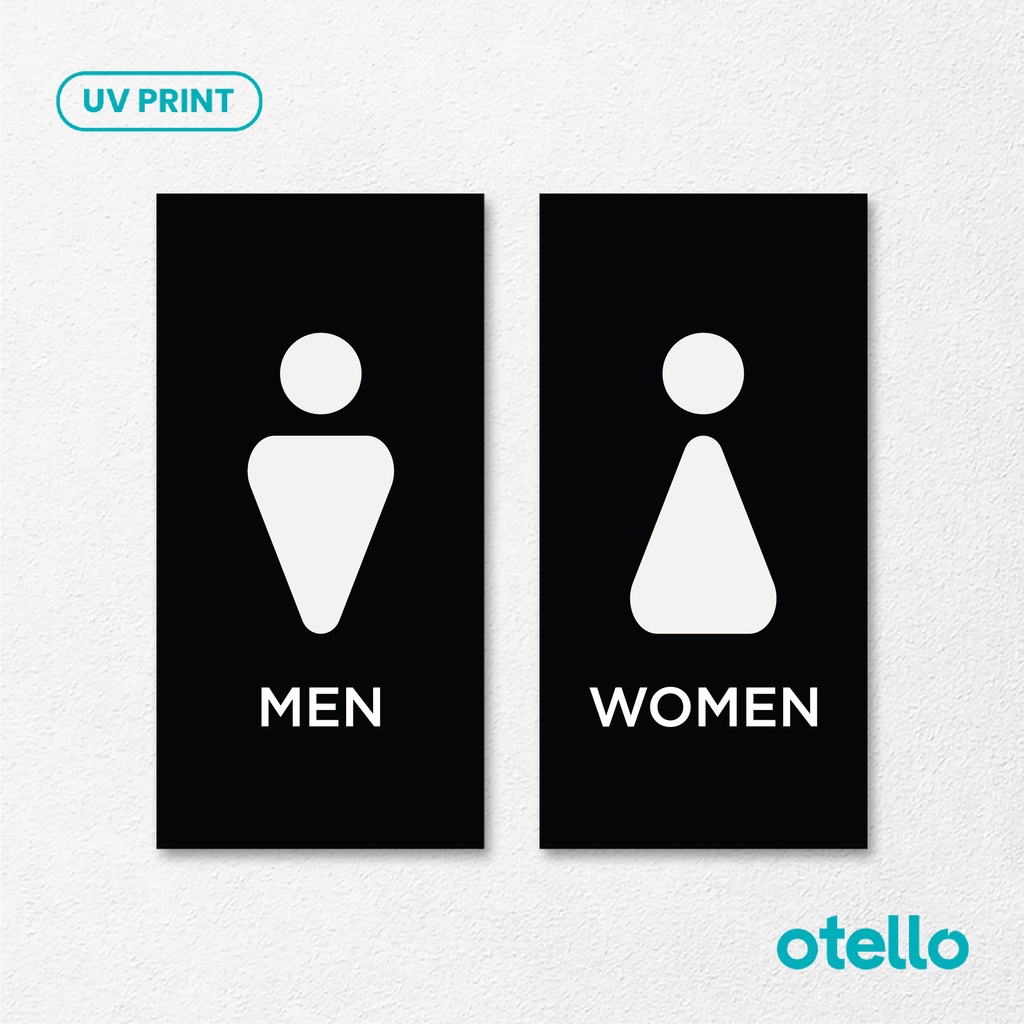 Toilet Sign Akrilik Modern Minimalist Signage Acrylic Papan Tanda Toilet Aklirik Nama Ruangan Restroom WC Men Women