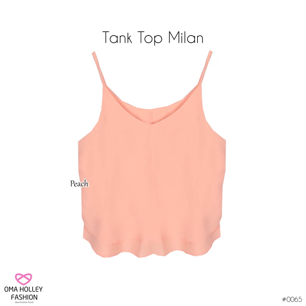 (COD) OH Fashion Tank Top Milan Basic Korea Double Layer Chiffon #0065-Peach