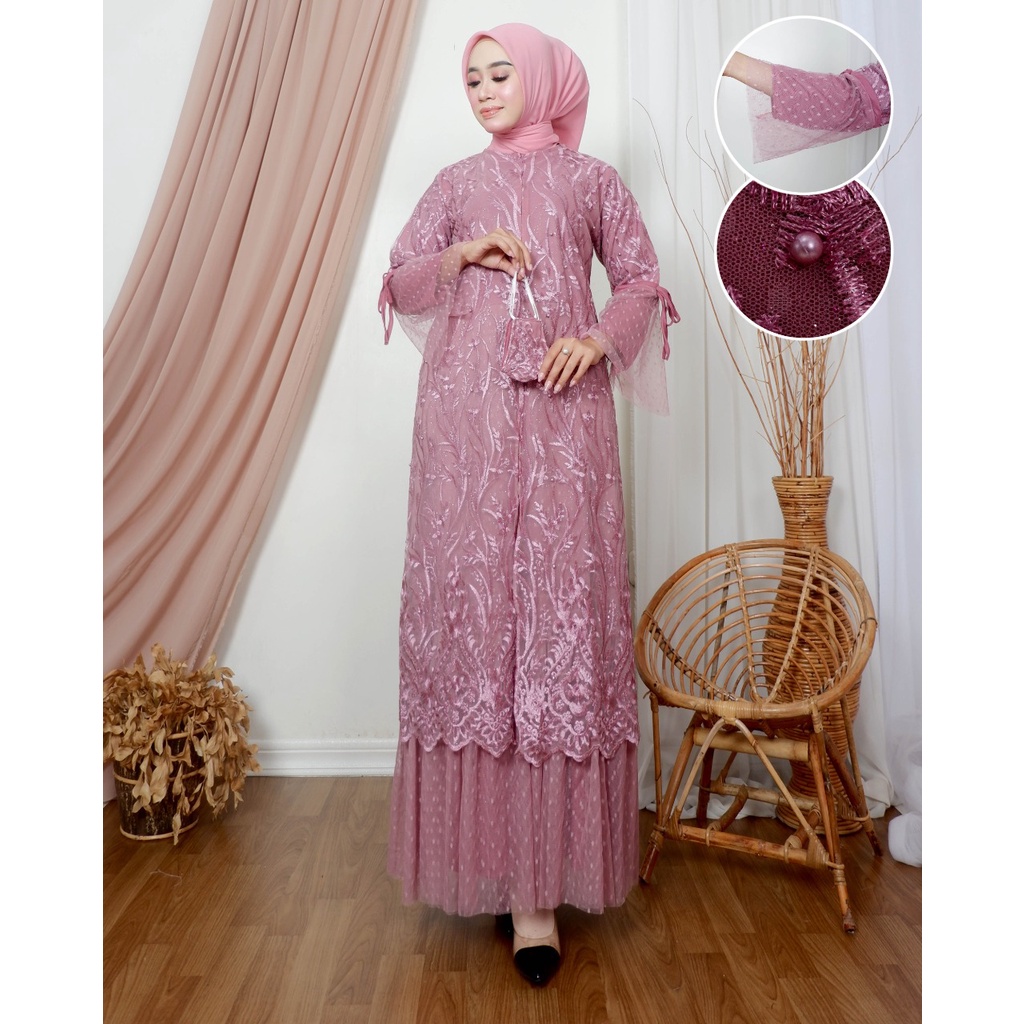 [COD] Bayar di Tempat || Gamis VIOLA || Gamis Wisuda Remaja Terbaru || Terlaris Gamis Pesta Tille Tuton Premium || Gamis Seragam Pesta Modern 2022