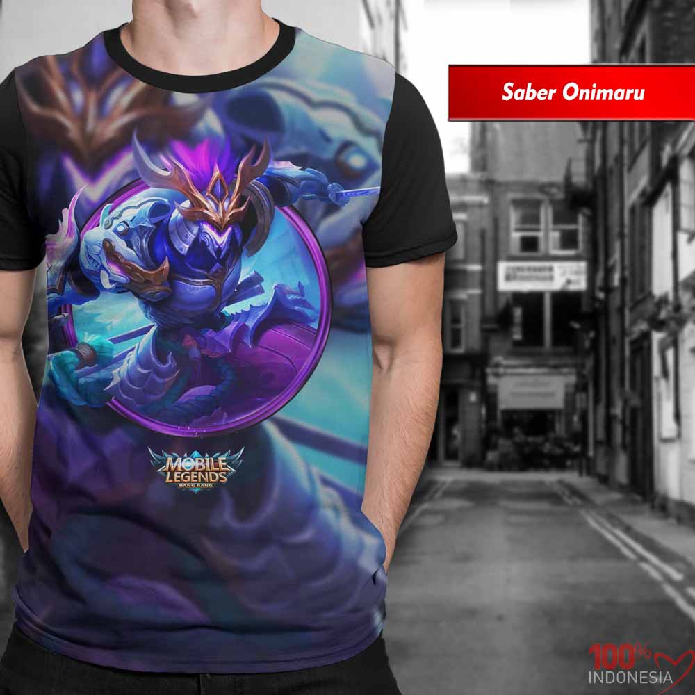Kaos Print 3D Mobile Legend Limited Saber Onimaru  Distro Kaos Print