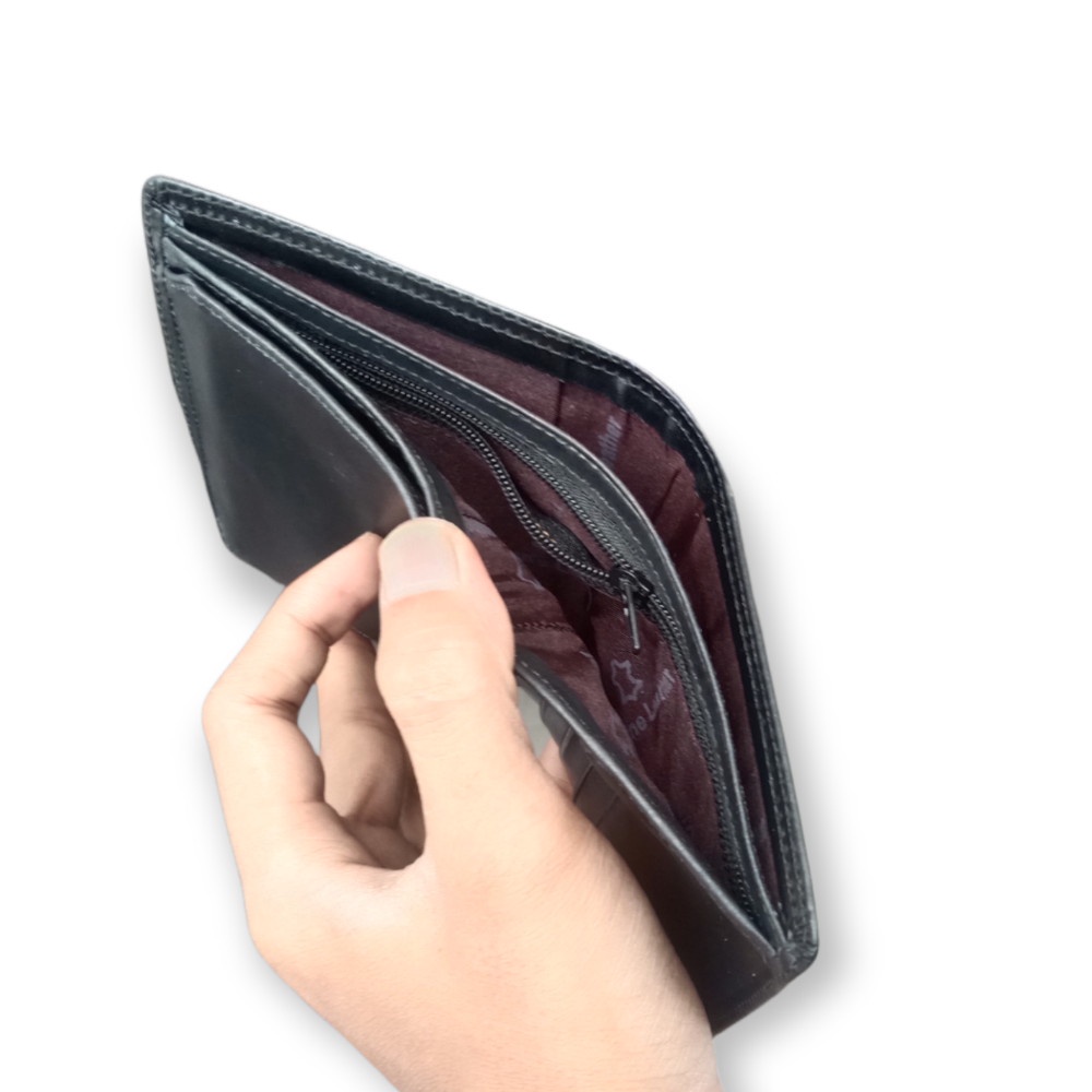 Dompet Pria 100% Kulit Asli Slot Kartu Banyak Model Lipat Casual - Coklat Brown Cokelat