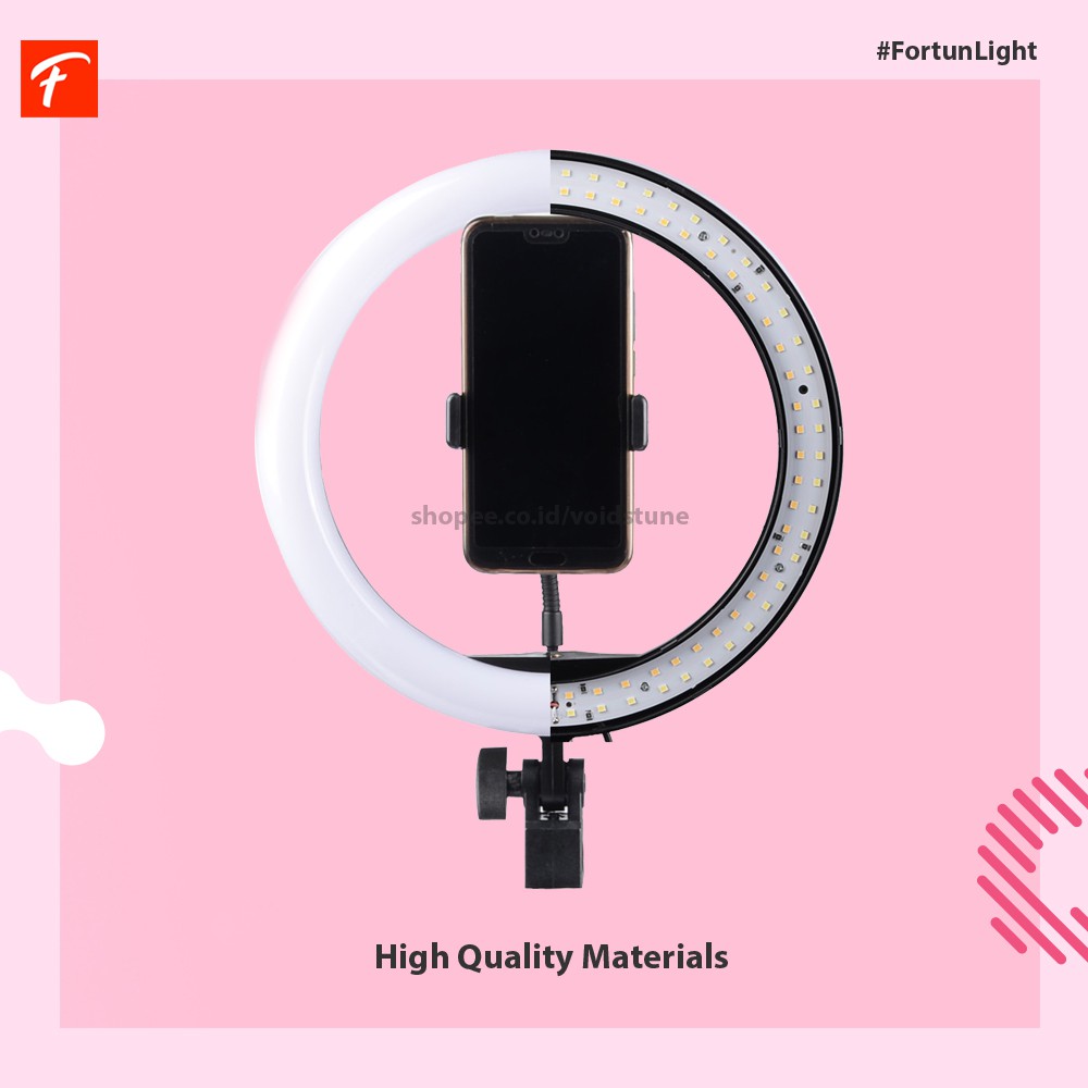Lampu Ring Light LED Dengan Tripod dan Smartphone Holder 120 LED Diameter 10 Inch Tinggi 2 Meter