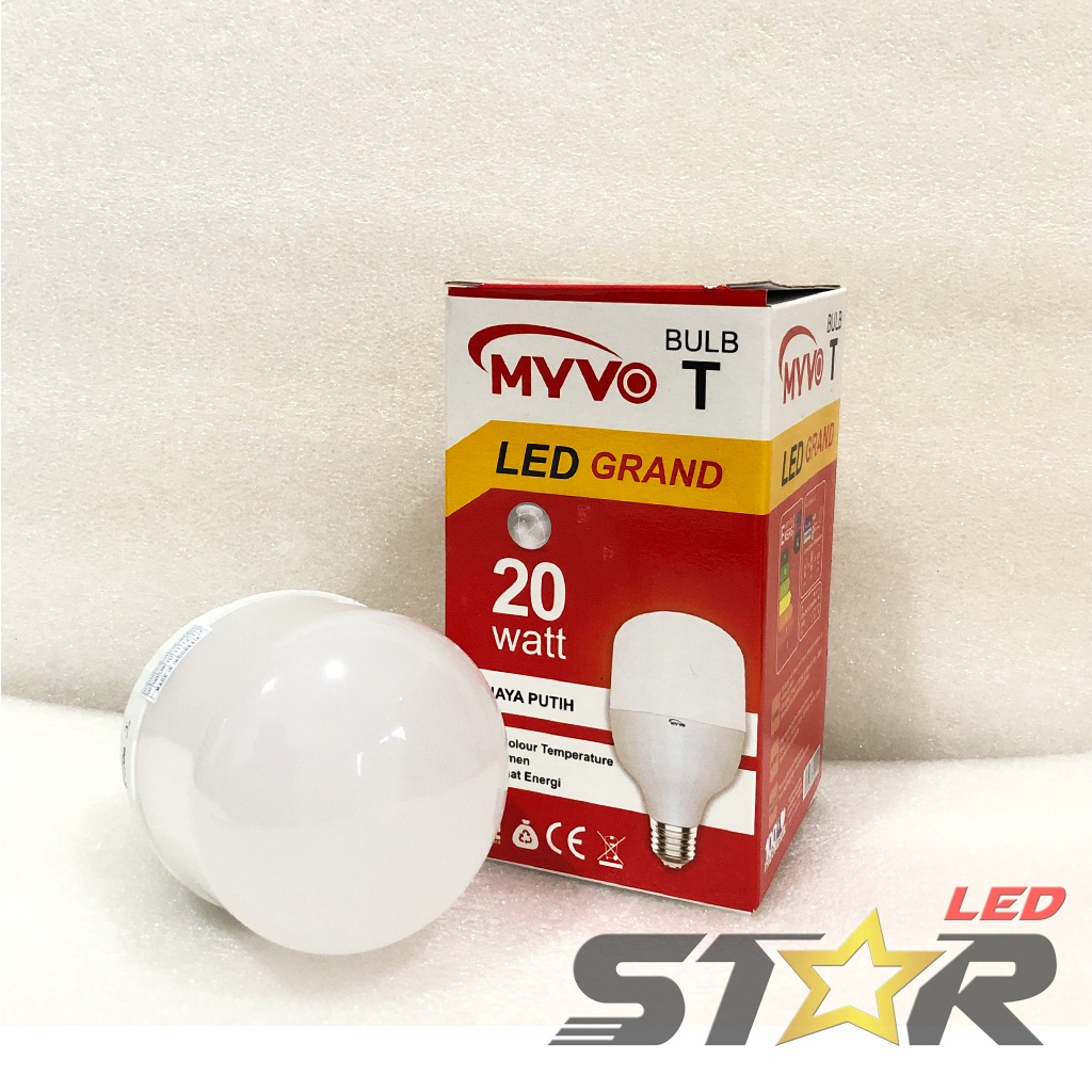 MYVO Grand Bulb T LED 20W Lampu Bohlam Tabung Murah Hemat Energi Irit Listrik Super Terang 20 WATT Warna Putih Star