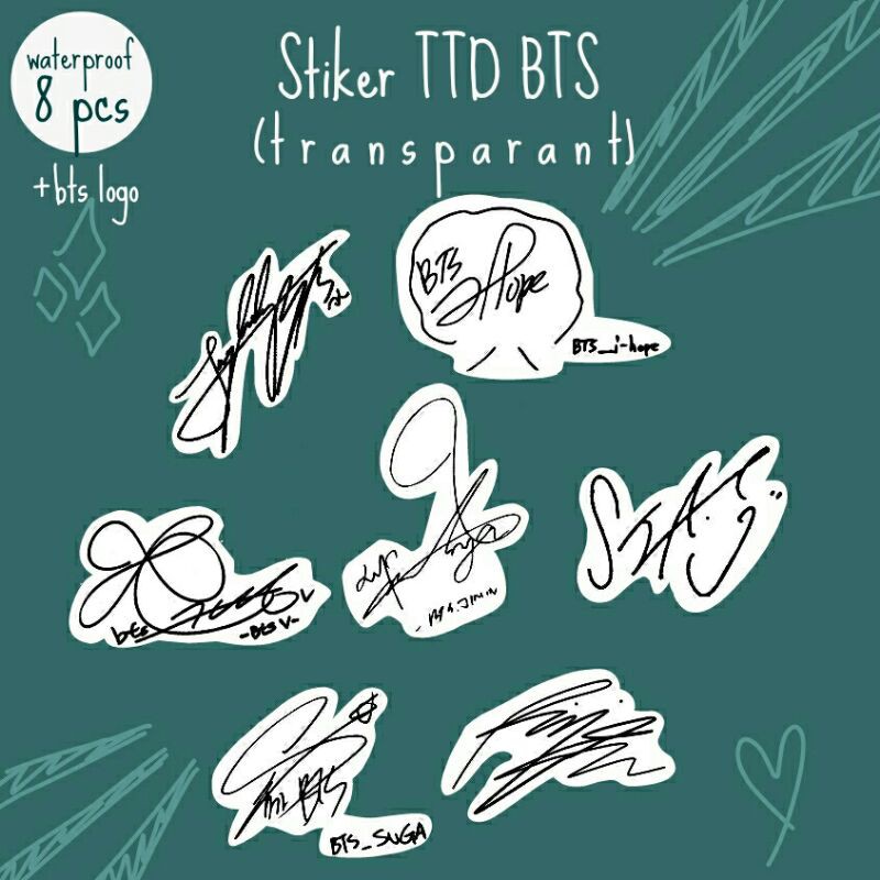 

[ready stok] Stiker Tanda Tangan BTS transparan